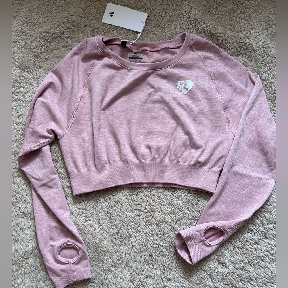 NWT Women’s Best Move Seamless Long Sleeve Crop Top Light Pink Large